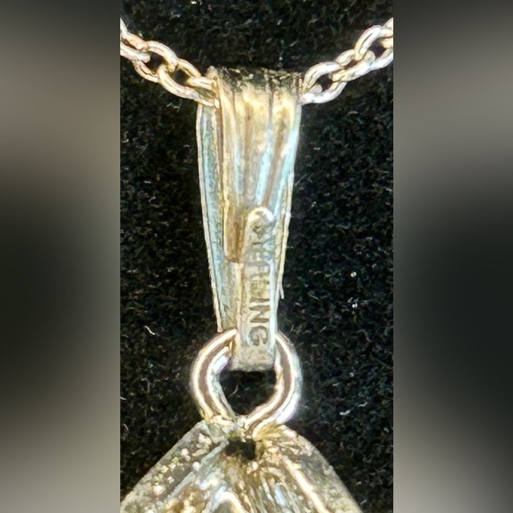Vintage Sterling Filagree Hematite Pendant Only - Picture 7 of 8